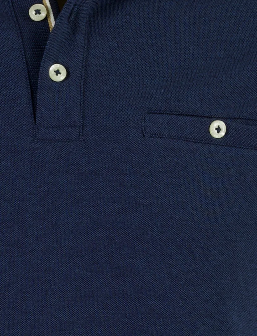 Poloshirt Baileys donkerblauw randen op boord en mouwen