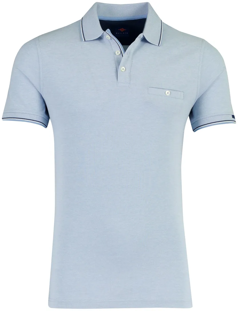 Poloshirt lichtblauw Baileys normale fit pique met borstzak