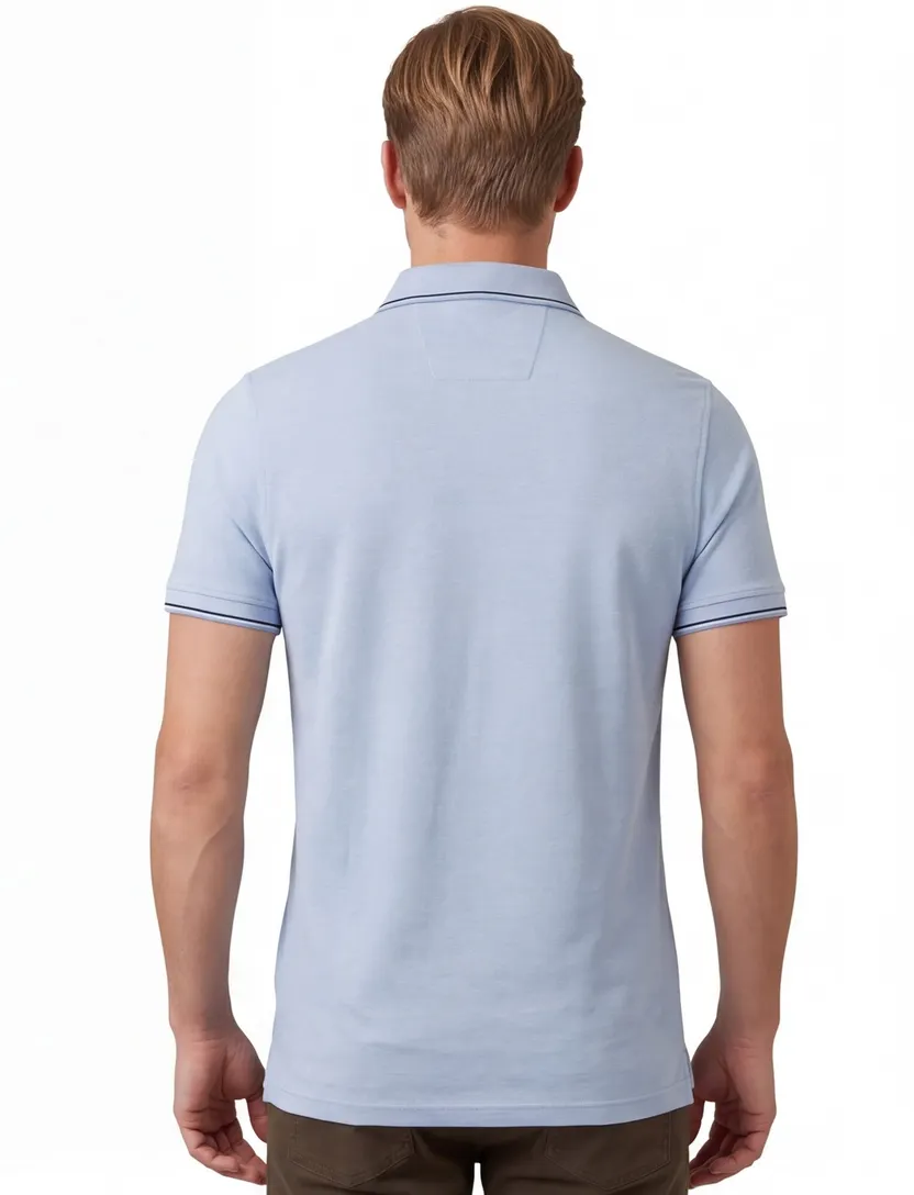Poloshirt lichtblauw Baileys normale fit pique met borstzak