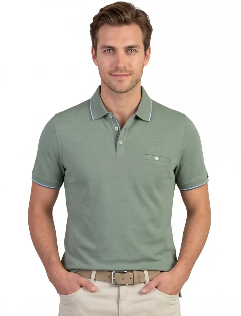 Poloshirt Baileys groen randjes op boord en mouw