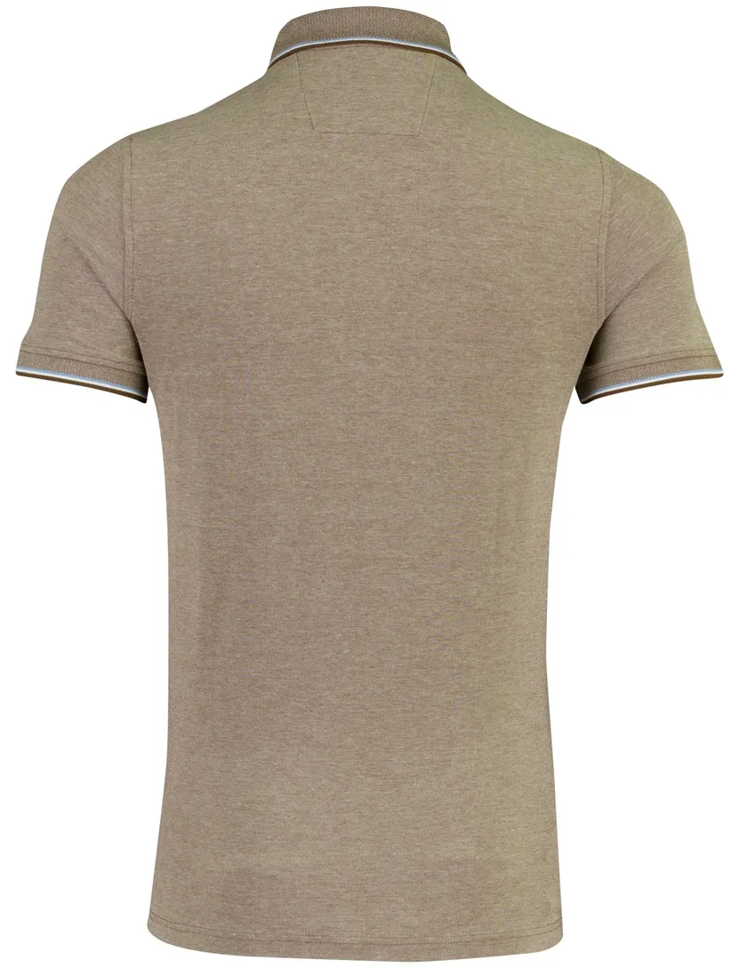 Poloshirt Baileys bruin normale fit pique met borstzak