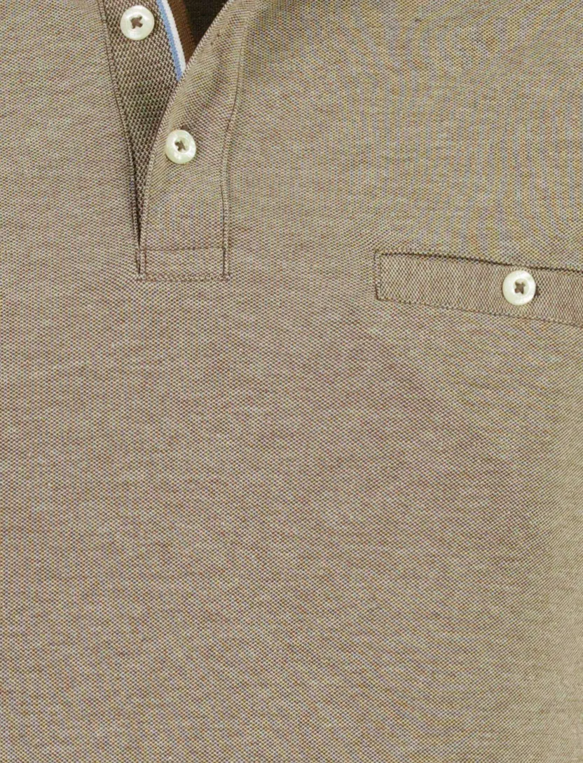 Poloshirt Baileys bruin normale fit pique met borstzak
