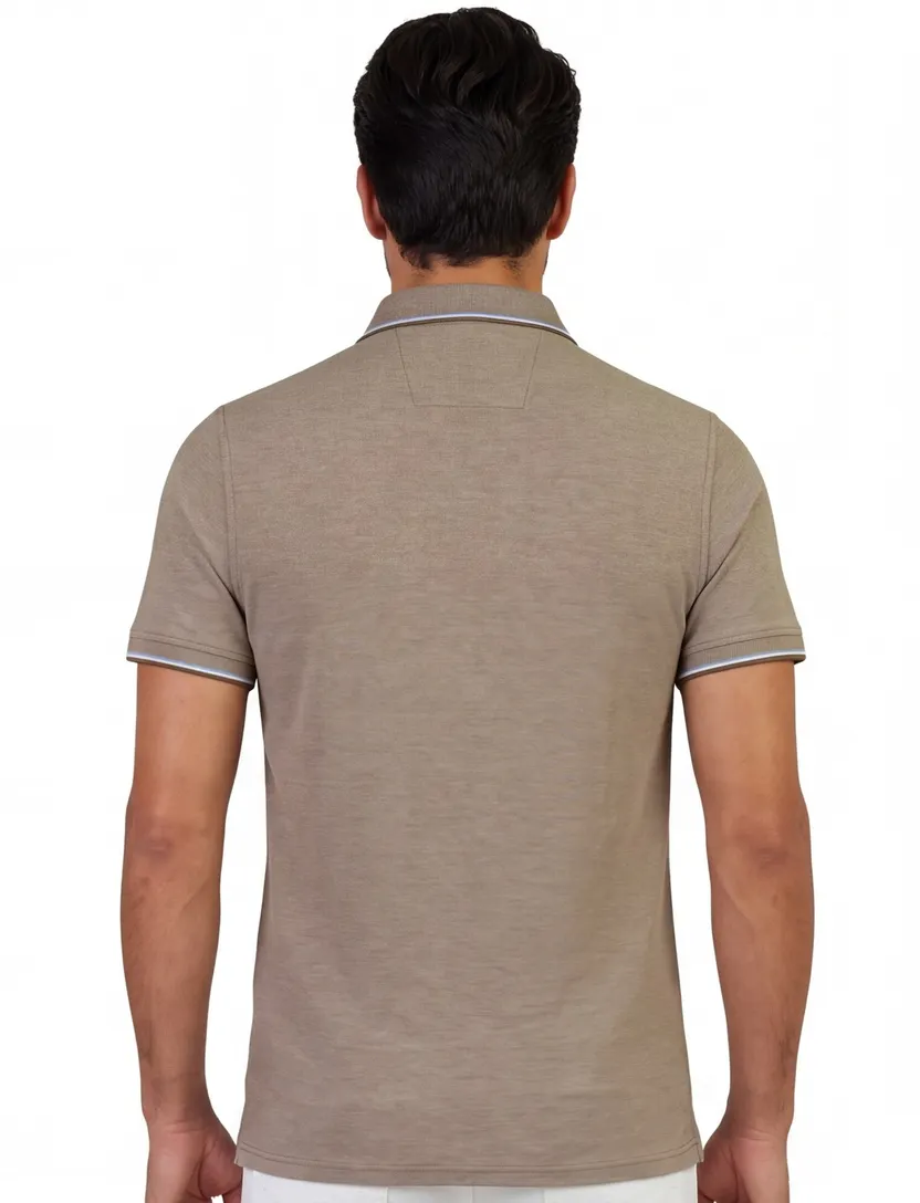 Poloshirt Baileys bruin normale fit pique met borstzak