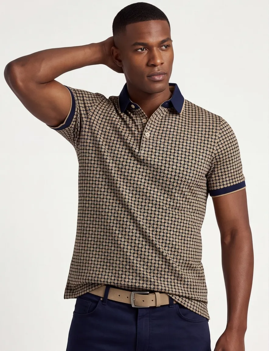 Blauw poloshirt Baileys print grafisch