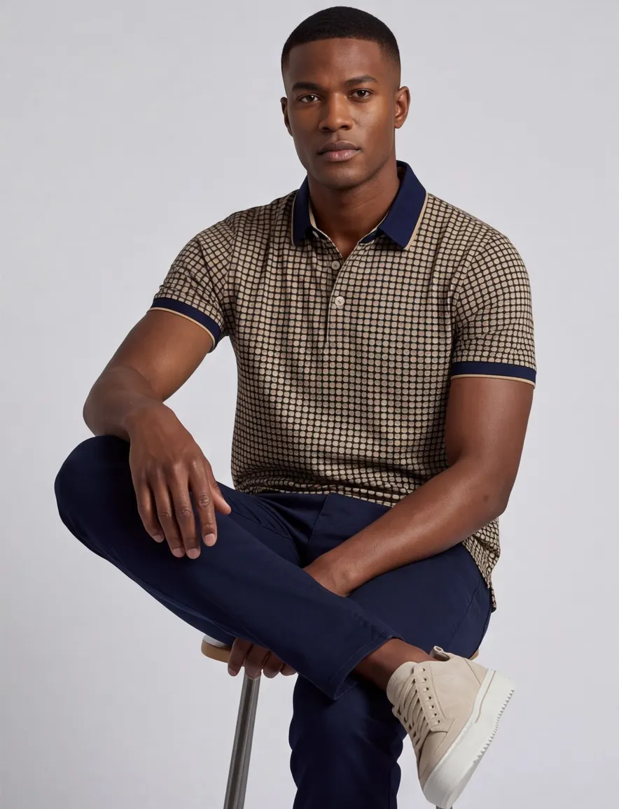 Blauw poloshirt Baileys print grafisch