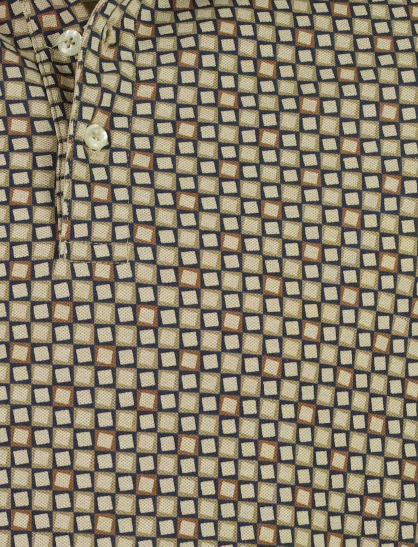 Poloshirt Baileys blauw grafisch vierkant print