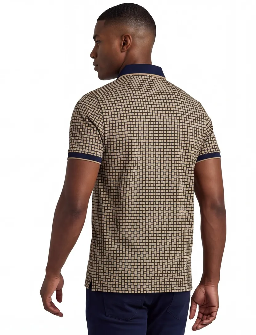 Poloshirt Baileys blauw grafisch vierkant print