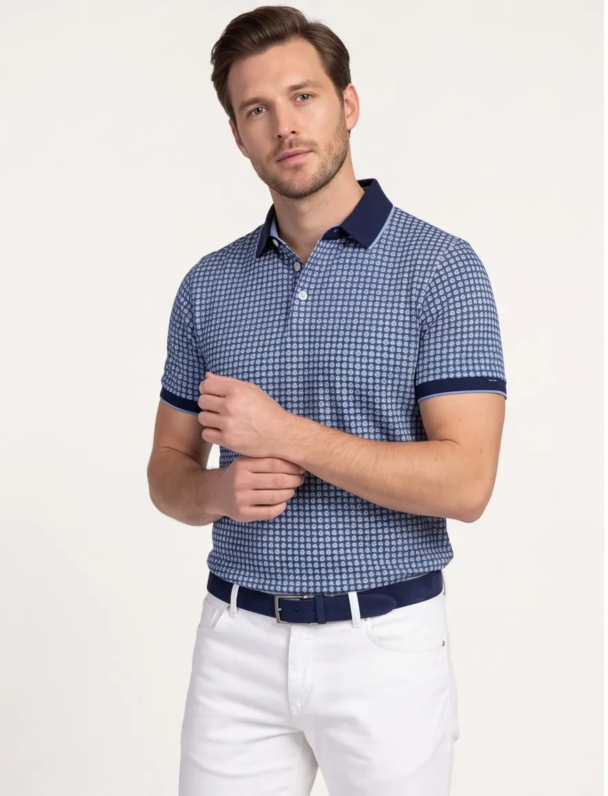 Baileys polo blauw geprint