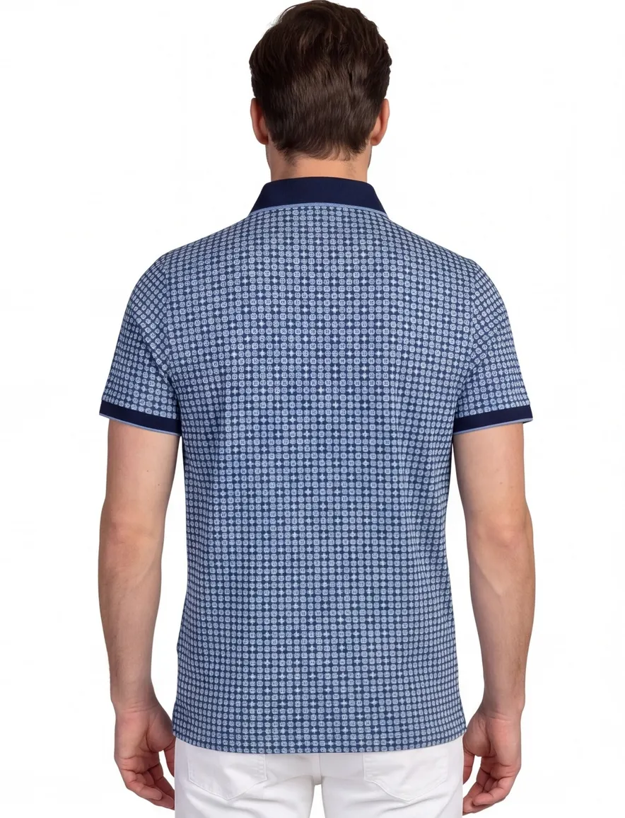 Baileys polo blauw geprint