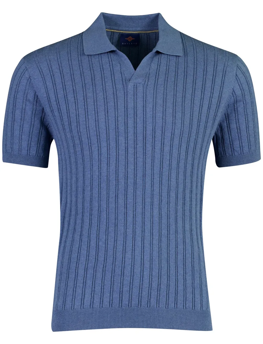Baileys polo v-hals blauw strepen normale fit