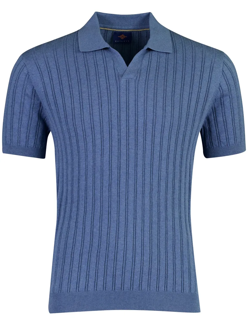 Polo Baileys v-hals blauw korte mouw gestreept