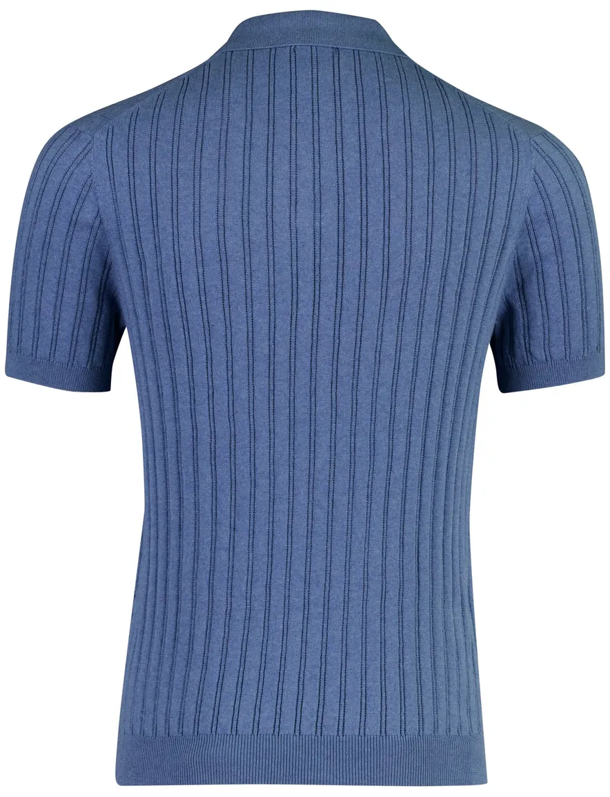 Baileys polo blauw fijn gebreid katoen
