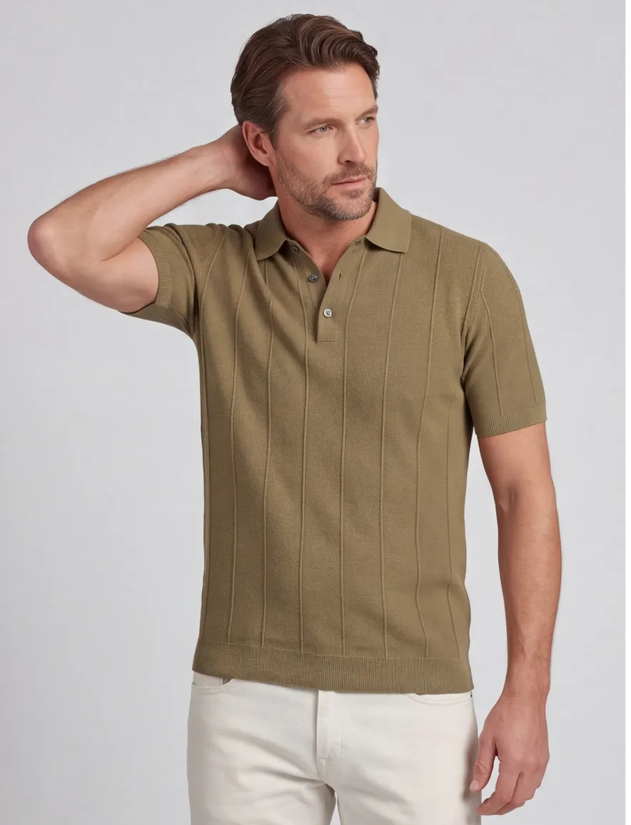 Baileys polo bruin fijn gebreid katoen