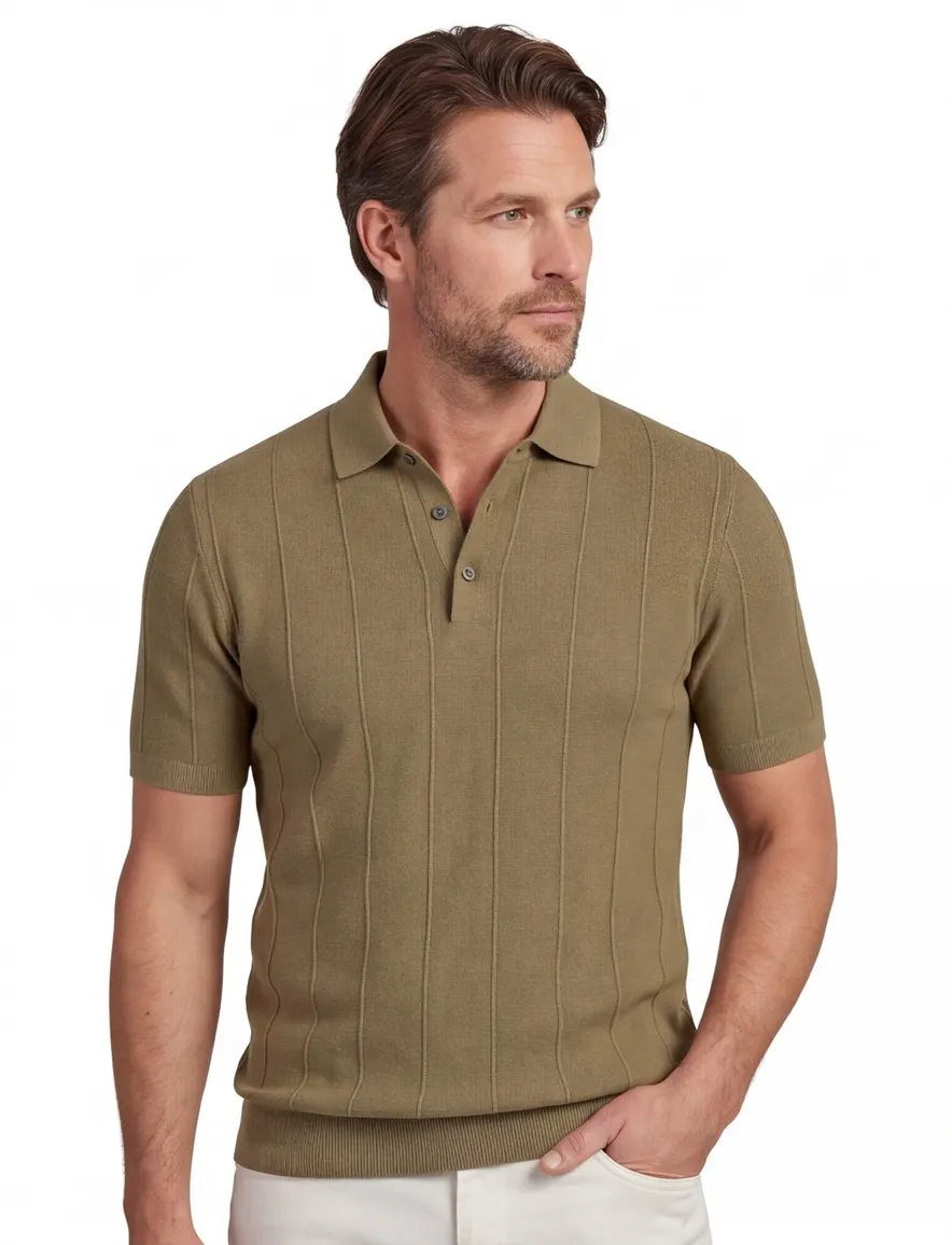 Baileys polo bruin fijn gebreid katoen