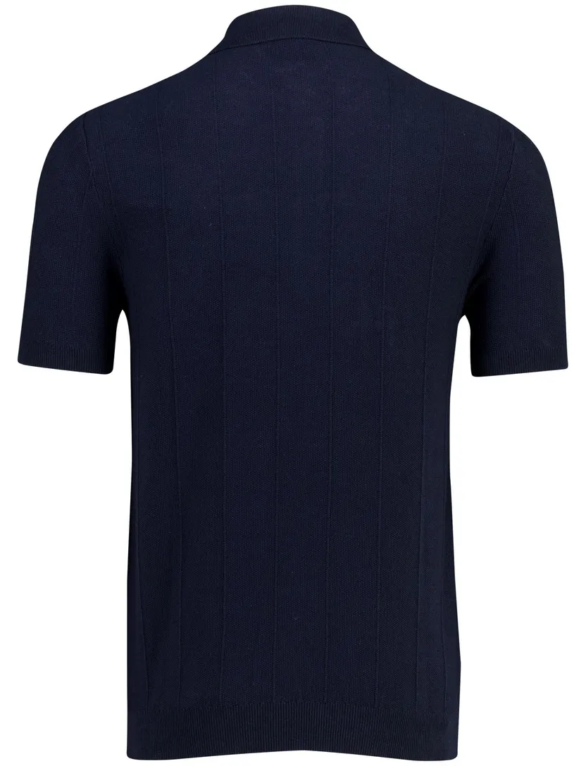 Poloshirt Baileys donkerblauw normale fit 3 knoops gebreid
