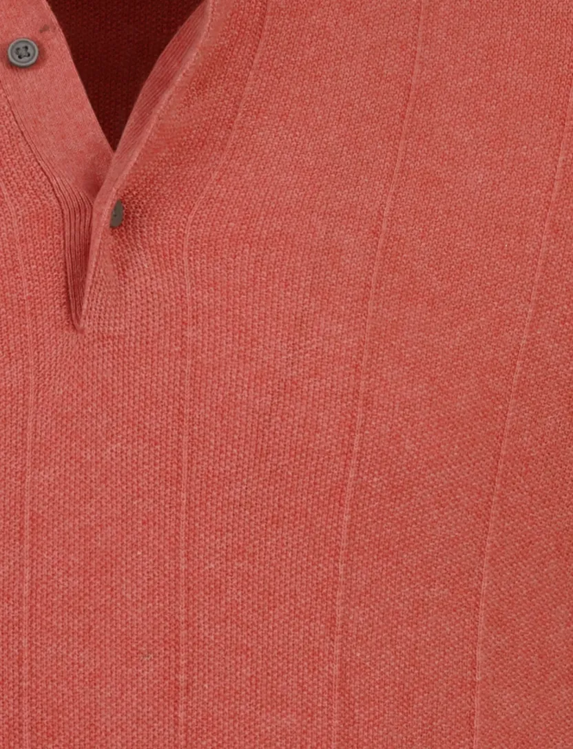 Korte mouw polo Baileys oranje knitted textuur strepen 3 knoop
