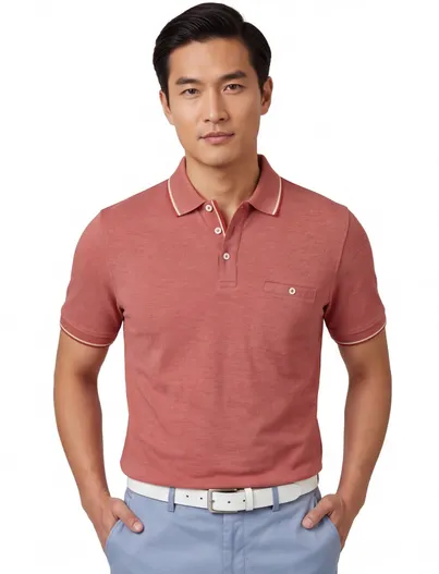Baileys Baileys poloshirt pique korte mouwen oranje