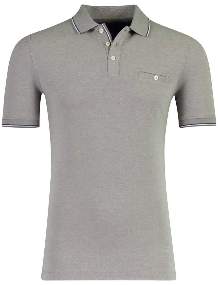Baileys poloshirt pique korte mouwen grijs