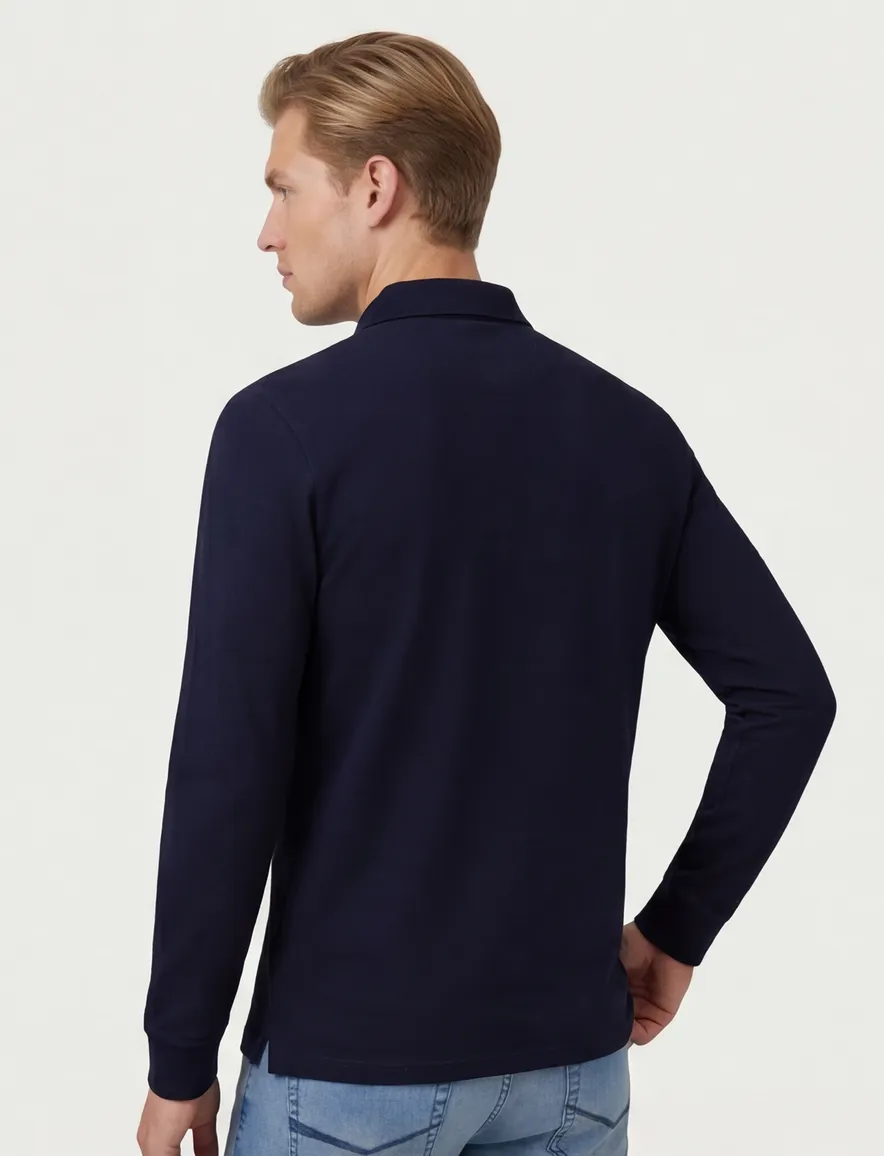 Cavallaro Napoli polo lange mouw donkerblauw