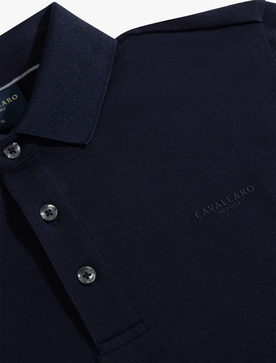 Cavallaro Napoli polo lange mouw donkerblauw