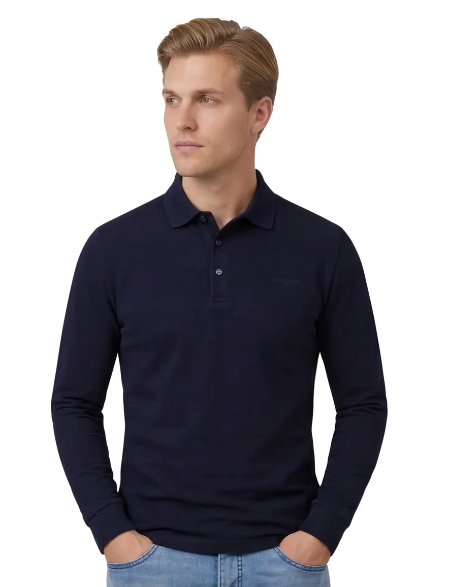 Cavallaro Napoli polo lange mouw donkerblauw