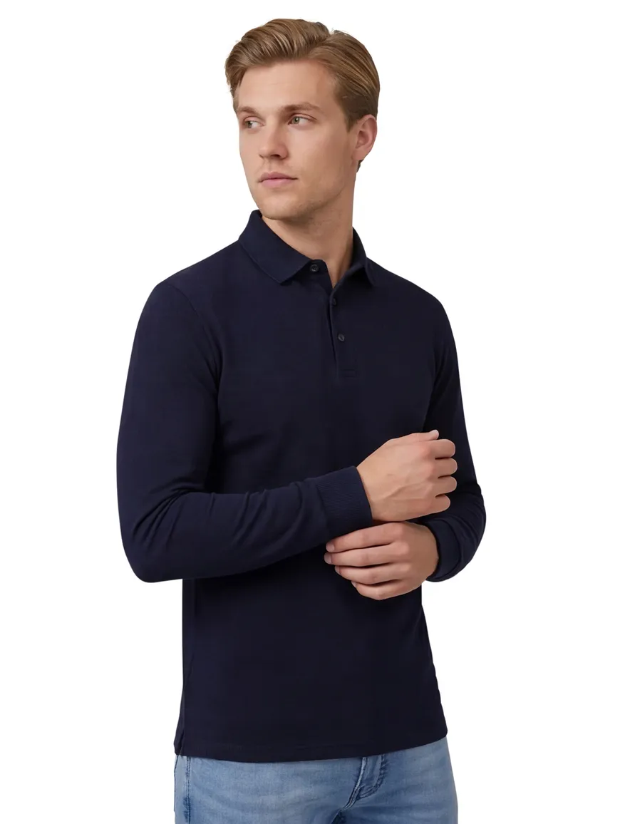 Cavallaro Napoli polo lange mouw donkerblauw