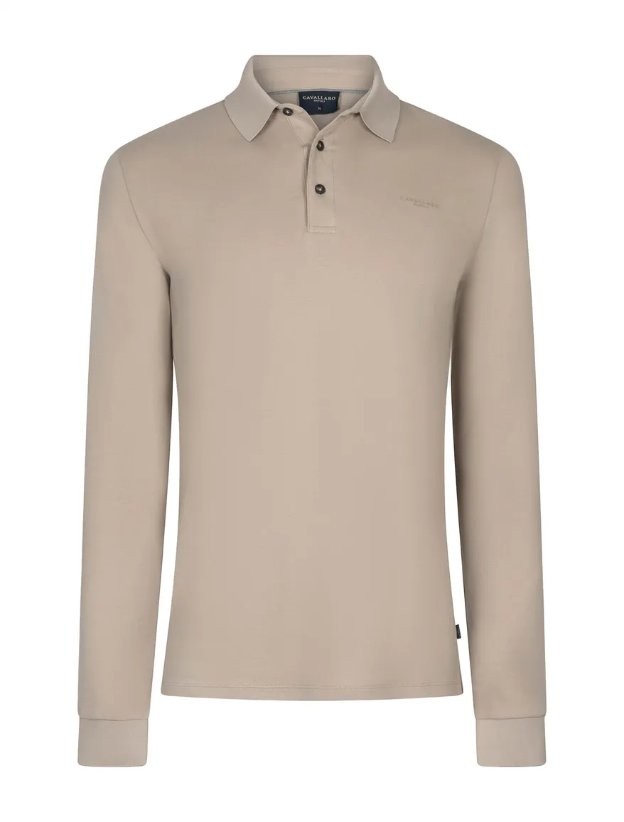 Polo lange mouw beige Cavallaro Napoli