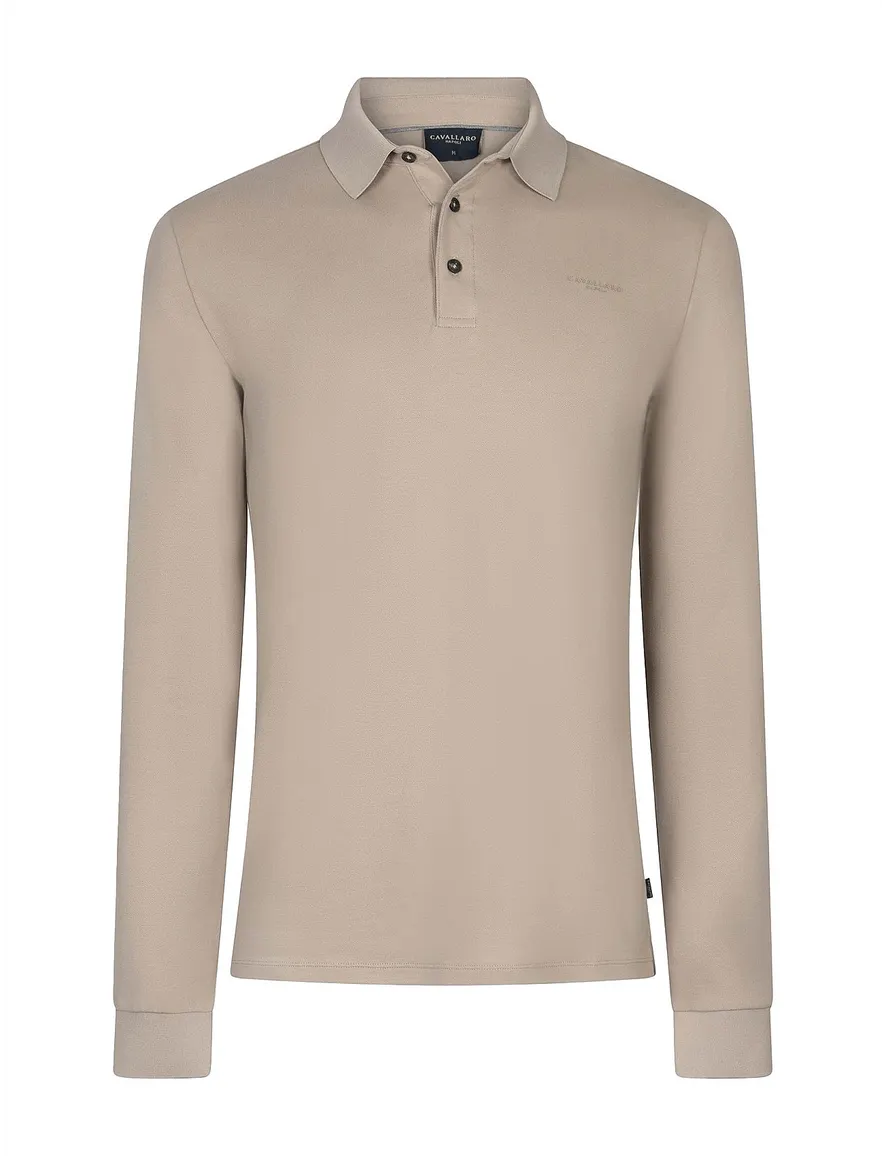 Polo lange mouw beige Cavallaro Napoli