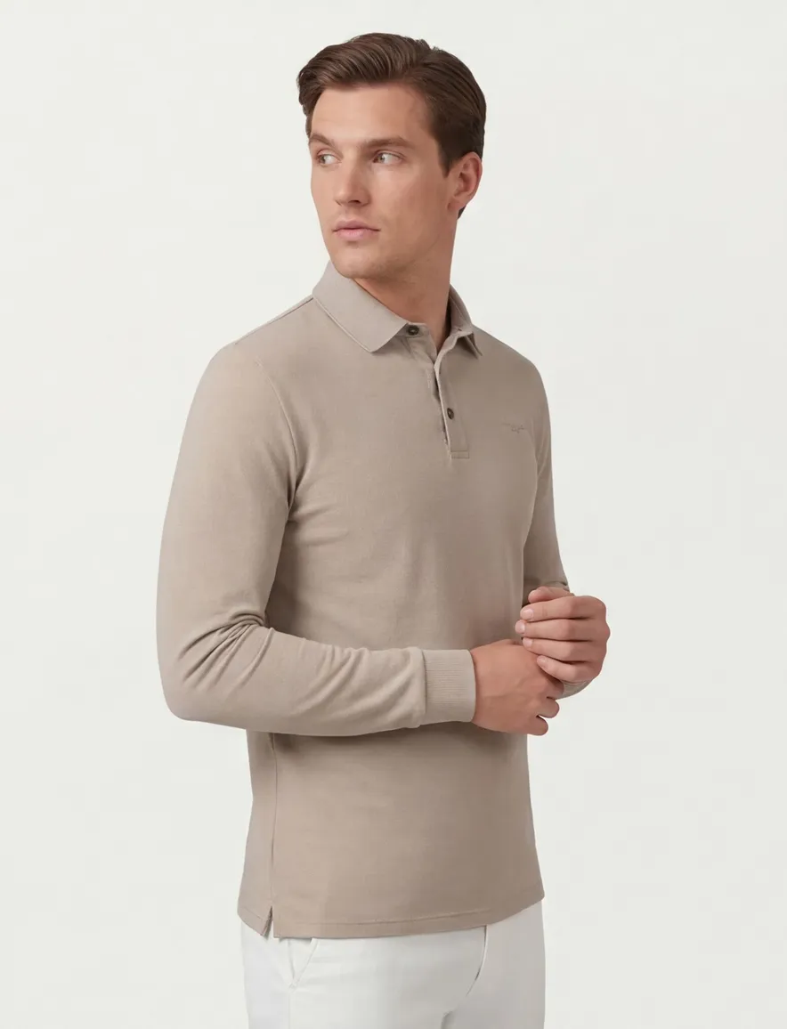 Cavallaro Napoli polo lange mouw beige