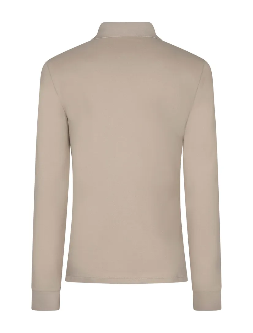 Polo lange mouw Cavallaro Napoli beige regular fit