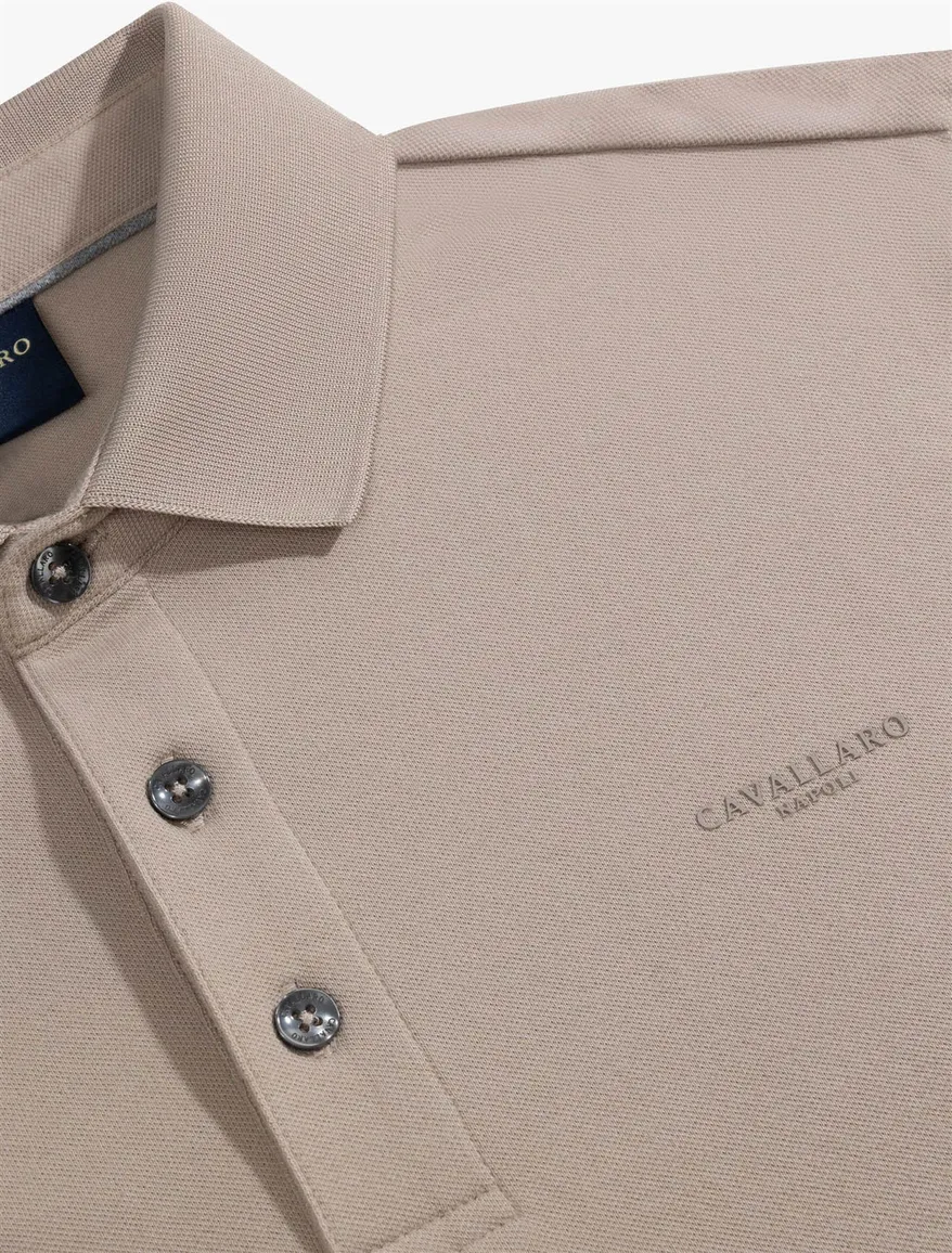 Polo lange mouw beige Cavallaro Napoli