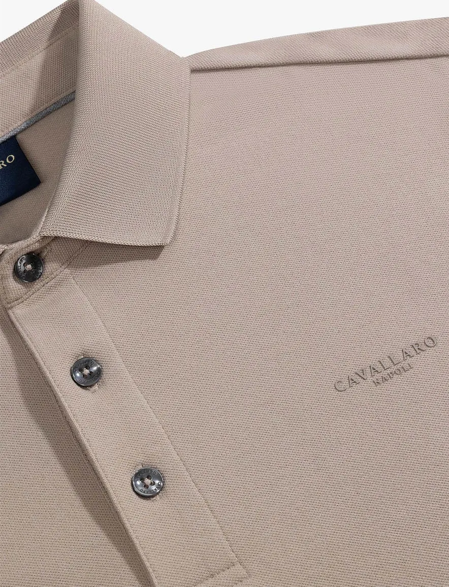 Polo lange mouw beige Cavallaro Napoli