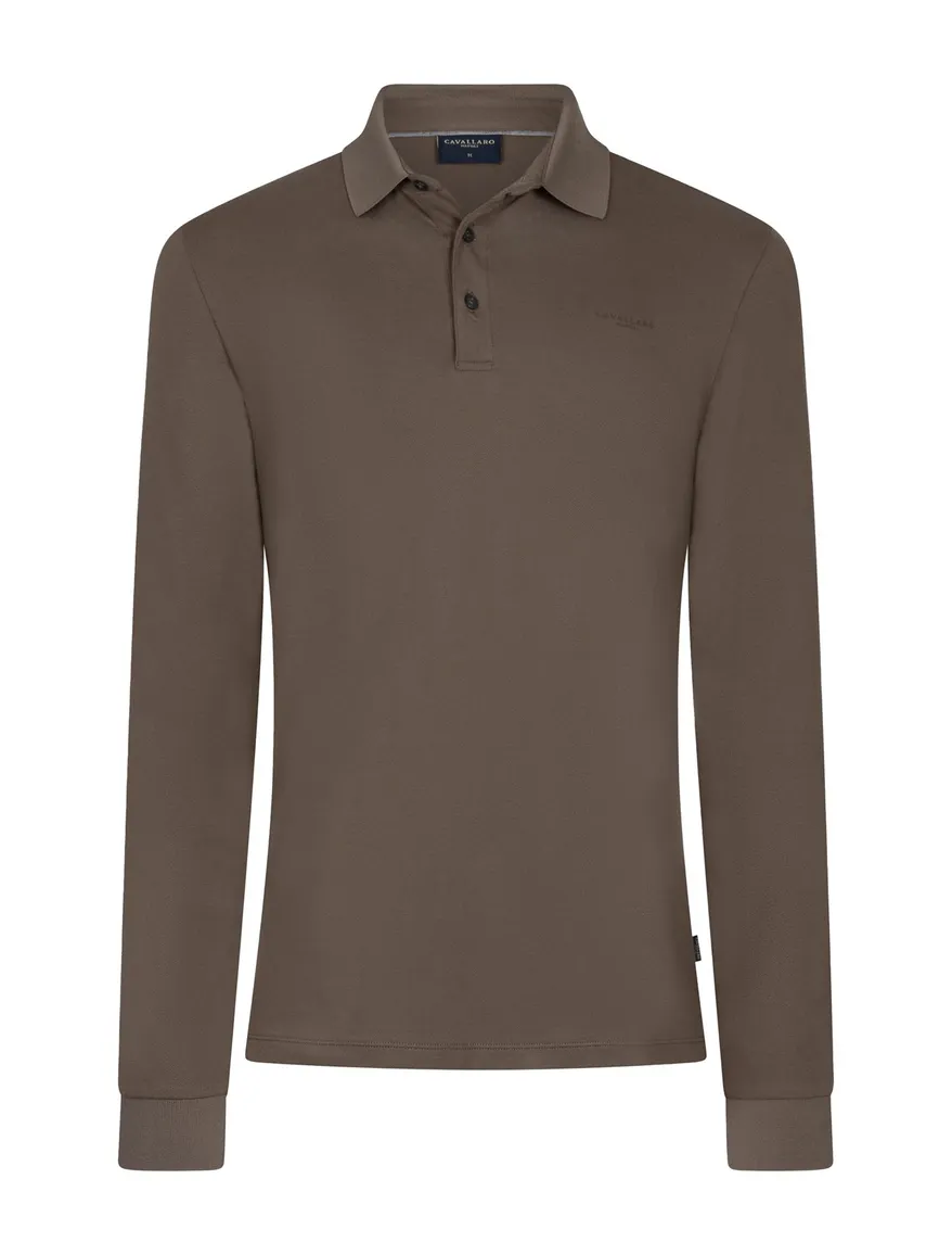 Polo lange mouw bruin Cavallaro Napoli
