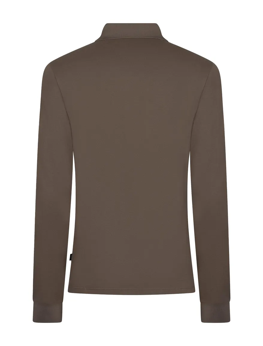 Polo lange mouw bruin Cavallaro Napoli