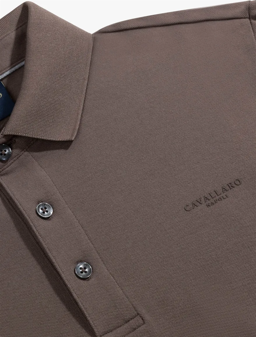 Polo lange mouw bruin Cavallaro Napoli
