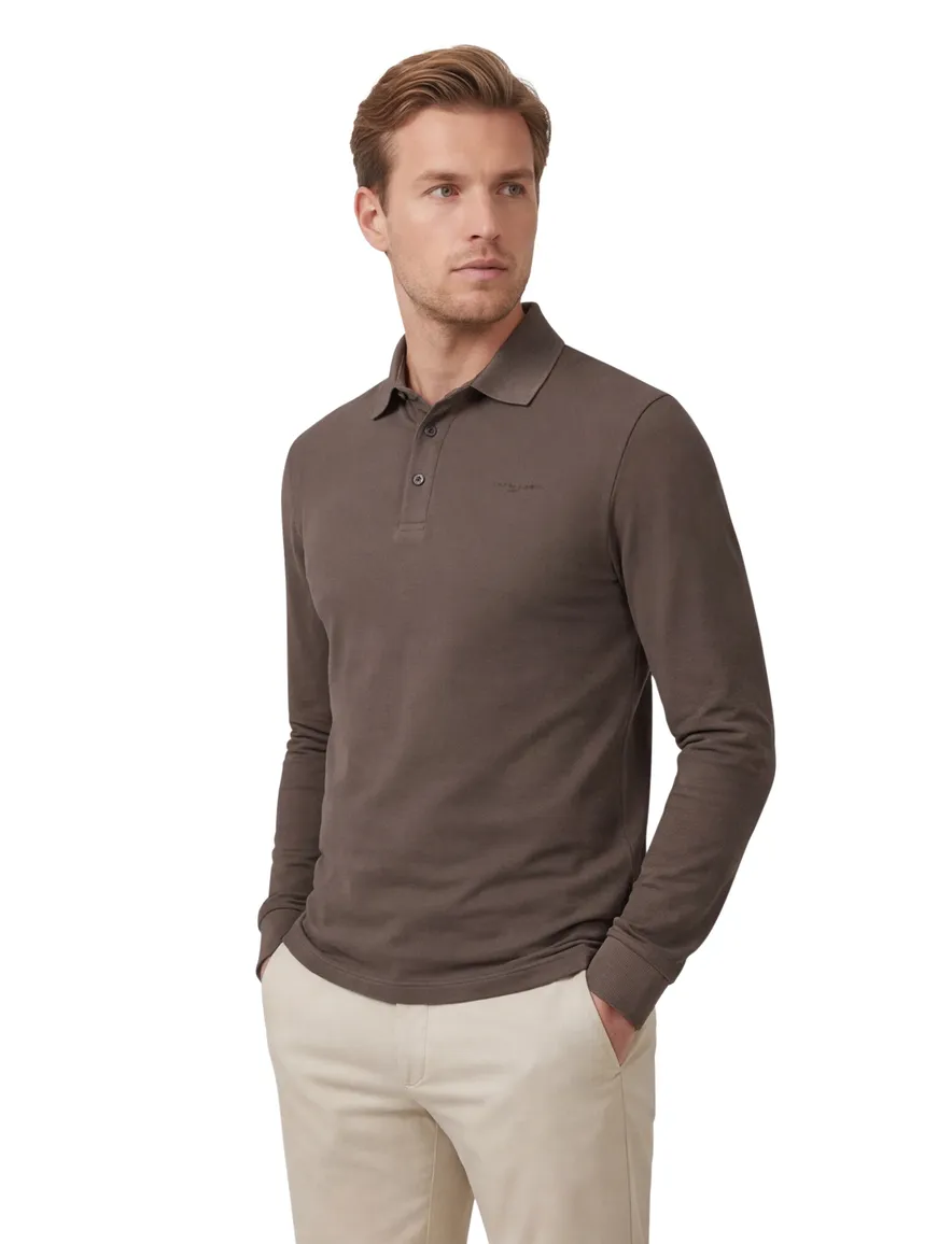 Polo lange mouw bruin Cavallaro Napoli