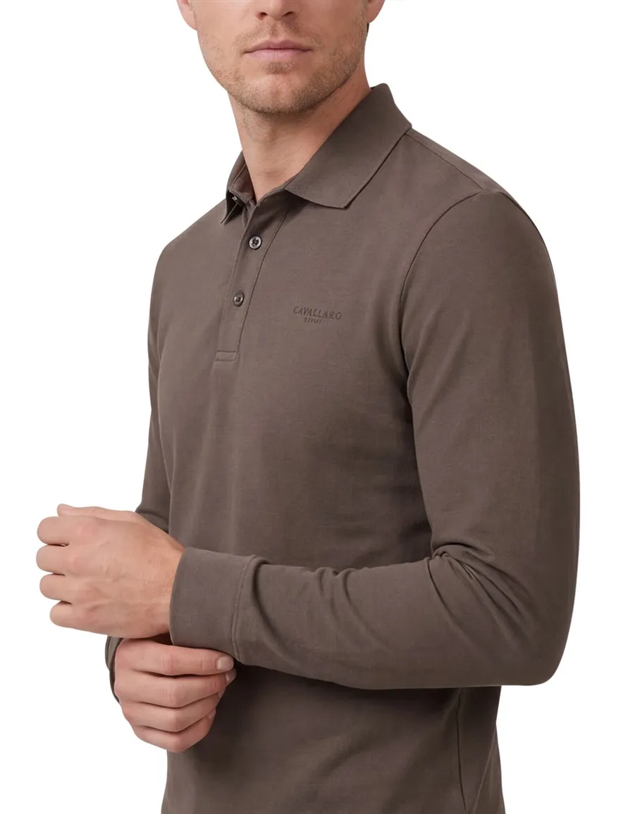 Polo lange mouw bruin Cavallaro Napoli
