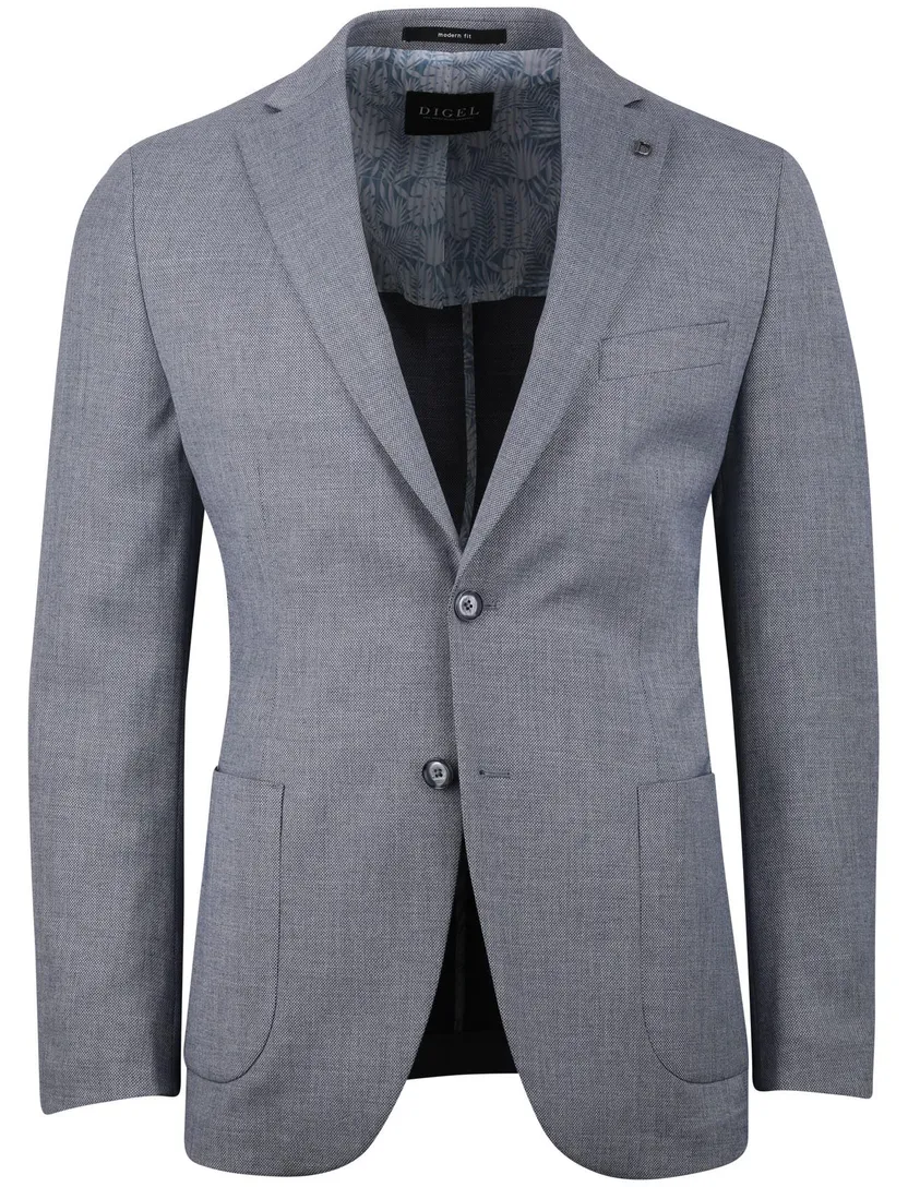 Colbert Digel Modern Fit blauw opgestikte zakken