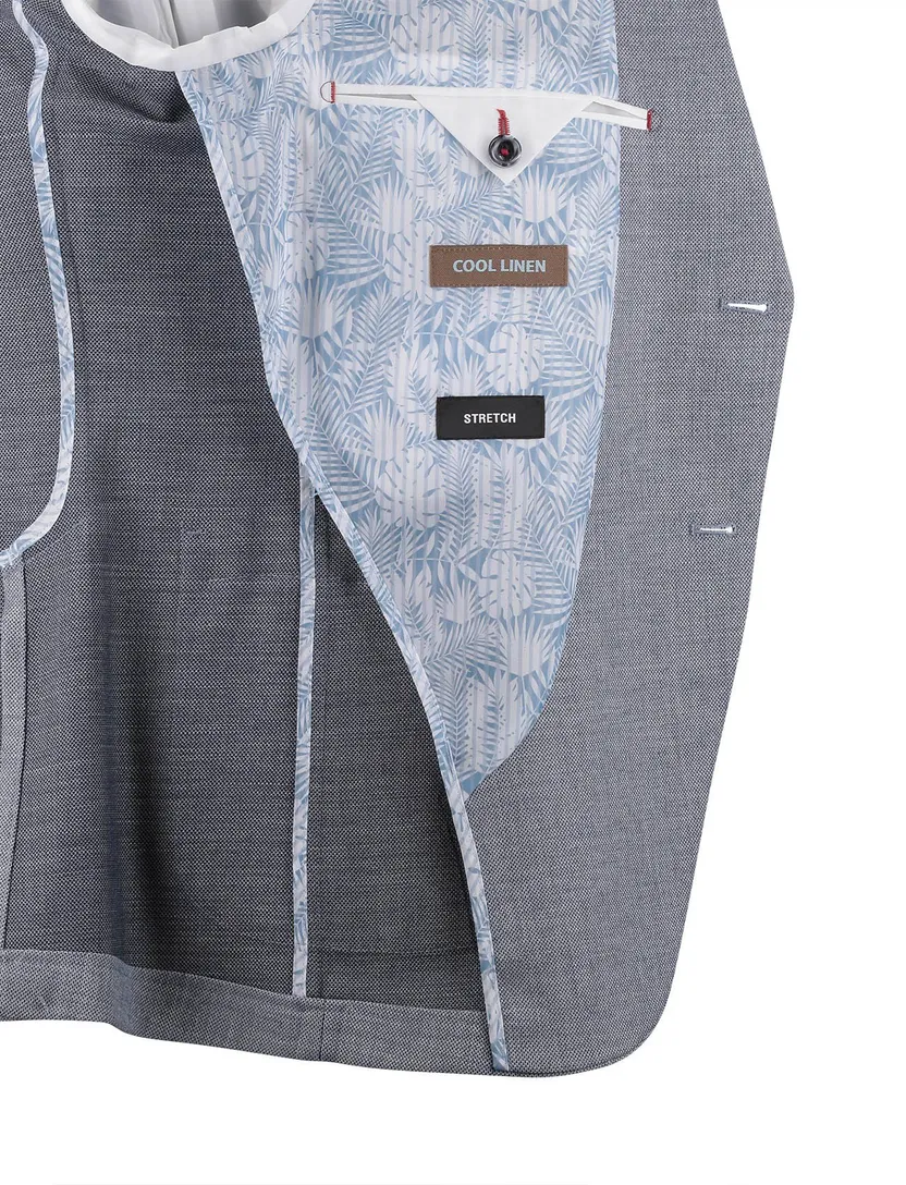 Colbert Digel Modern Fit blauw opgestikte zakken