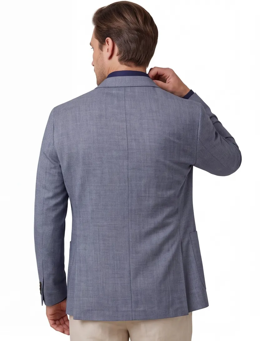 Colbert Digel Modern Fit blauw opgestikte zakken