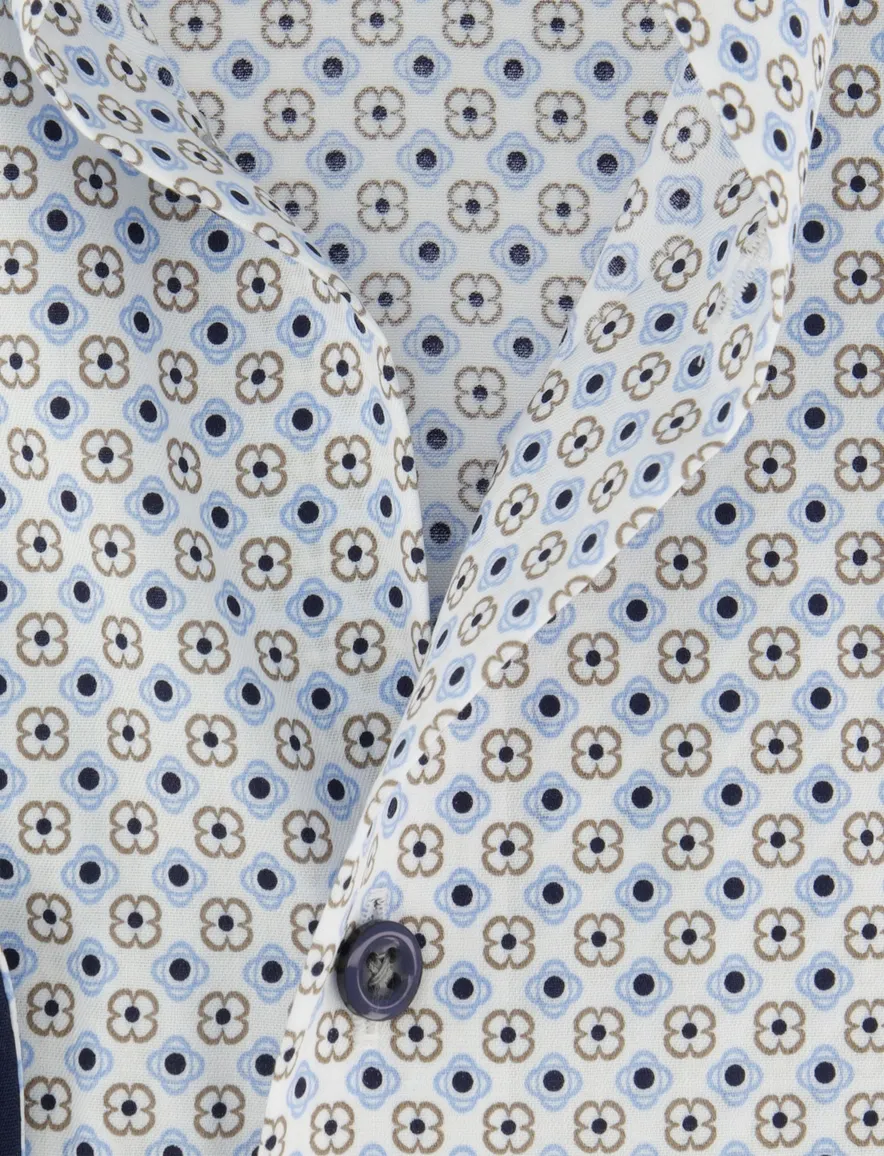Olymp overhemd modern fit blauw print