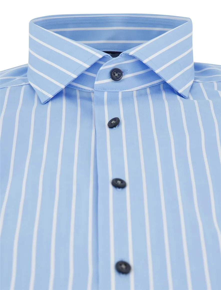 Olymp Luxor Modern Fit business overhemd blauw gestreept