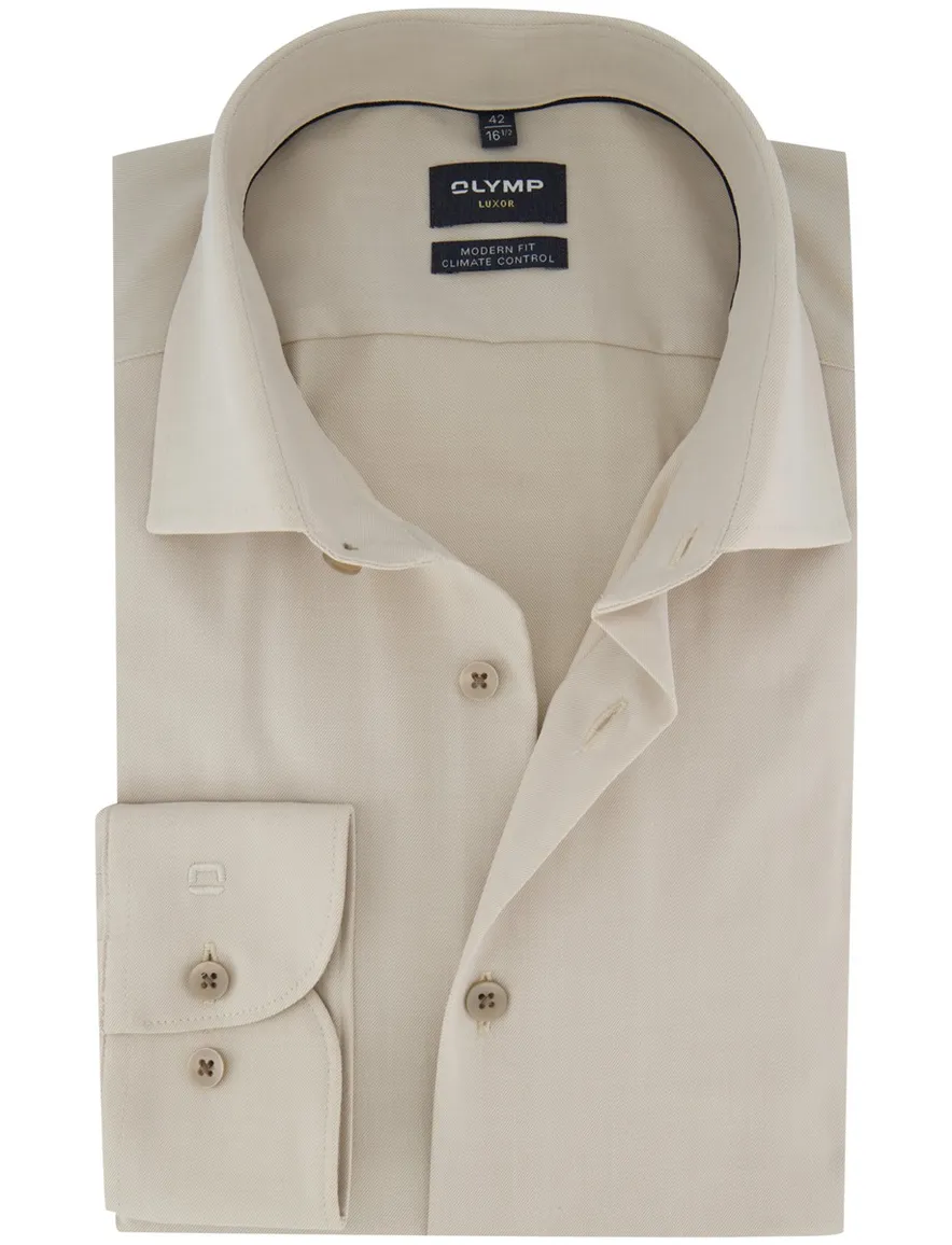 Olymp Luxor 24/7 modern fit business overhemd beige