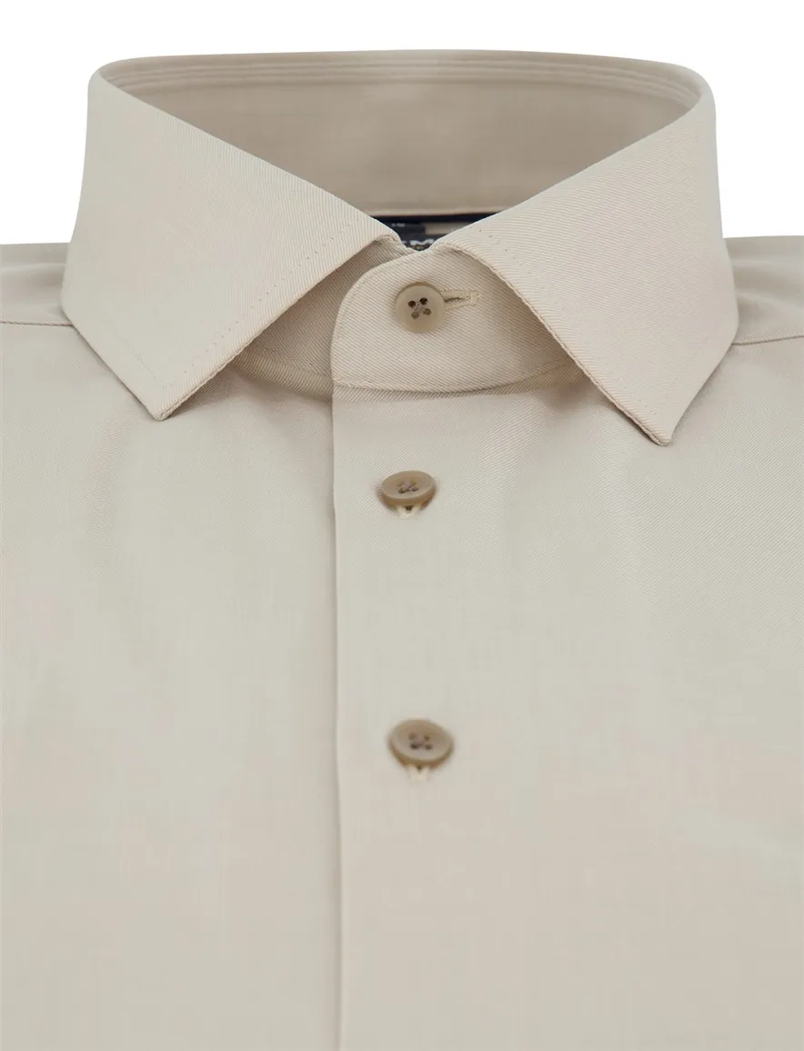 Gestreept business overhemd beige Olymp Luxor 24/7 modern fit