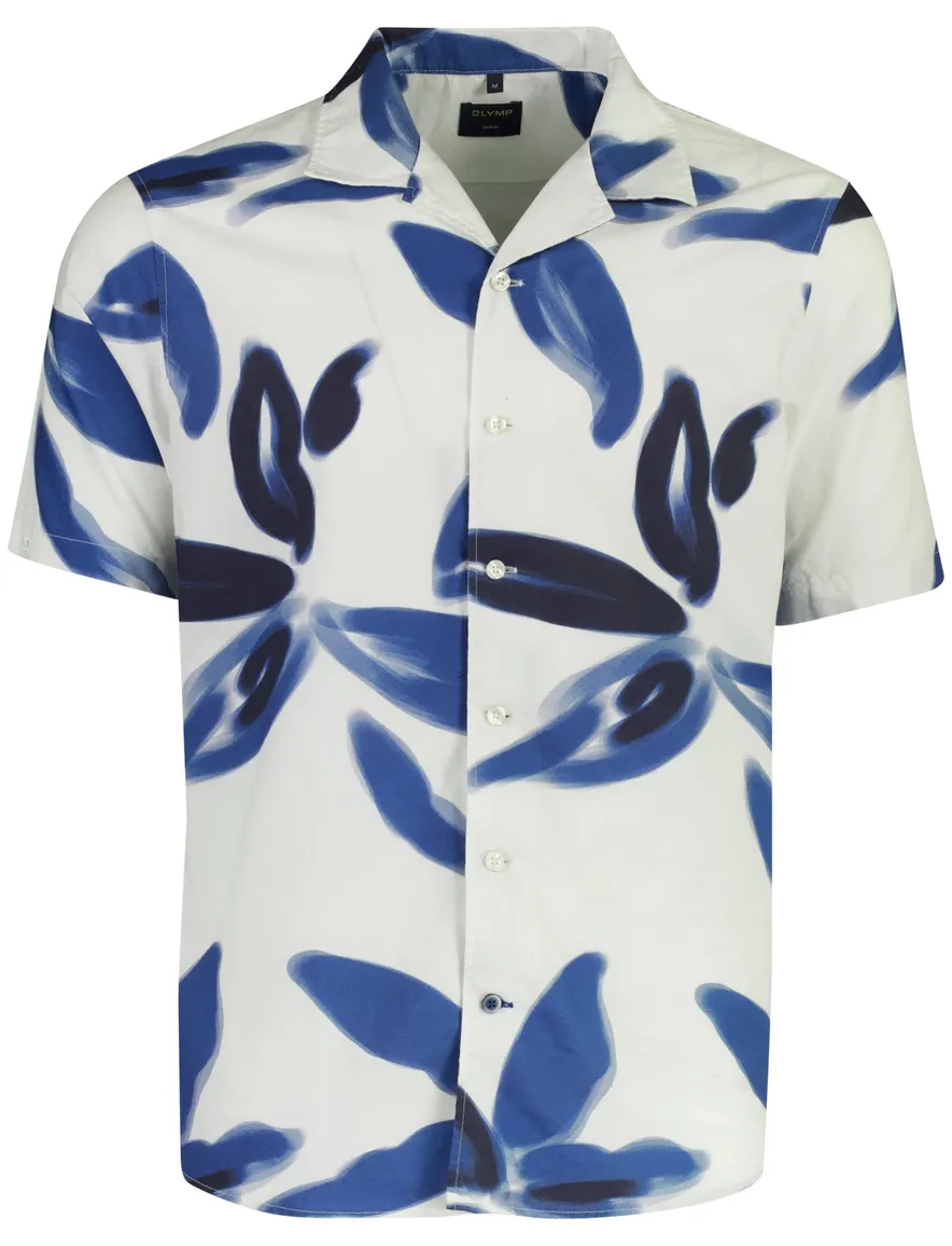 Olymp overhemd blauw geprint grafisch