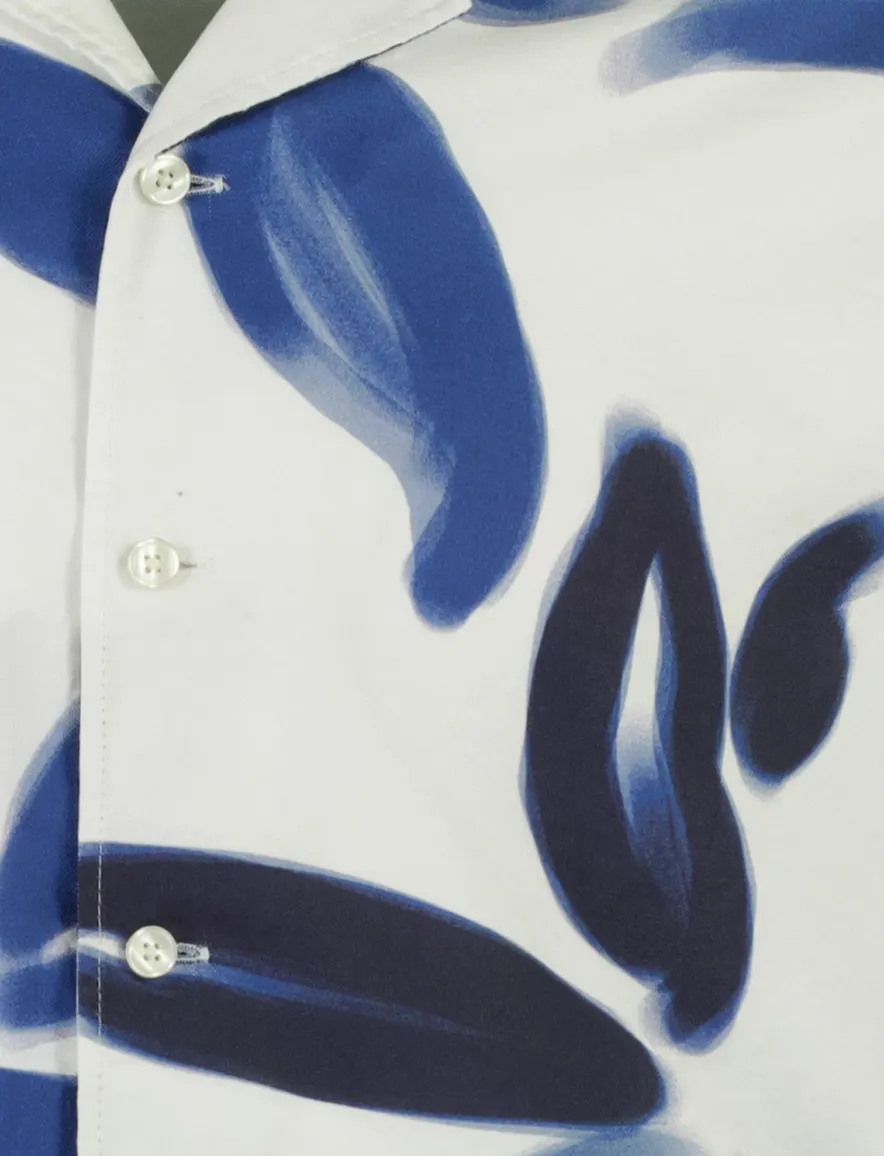 Olymp overhemd blauw geprint grafisch