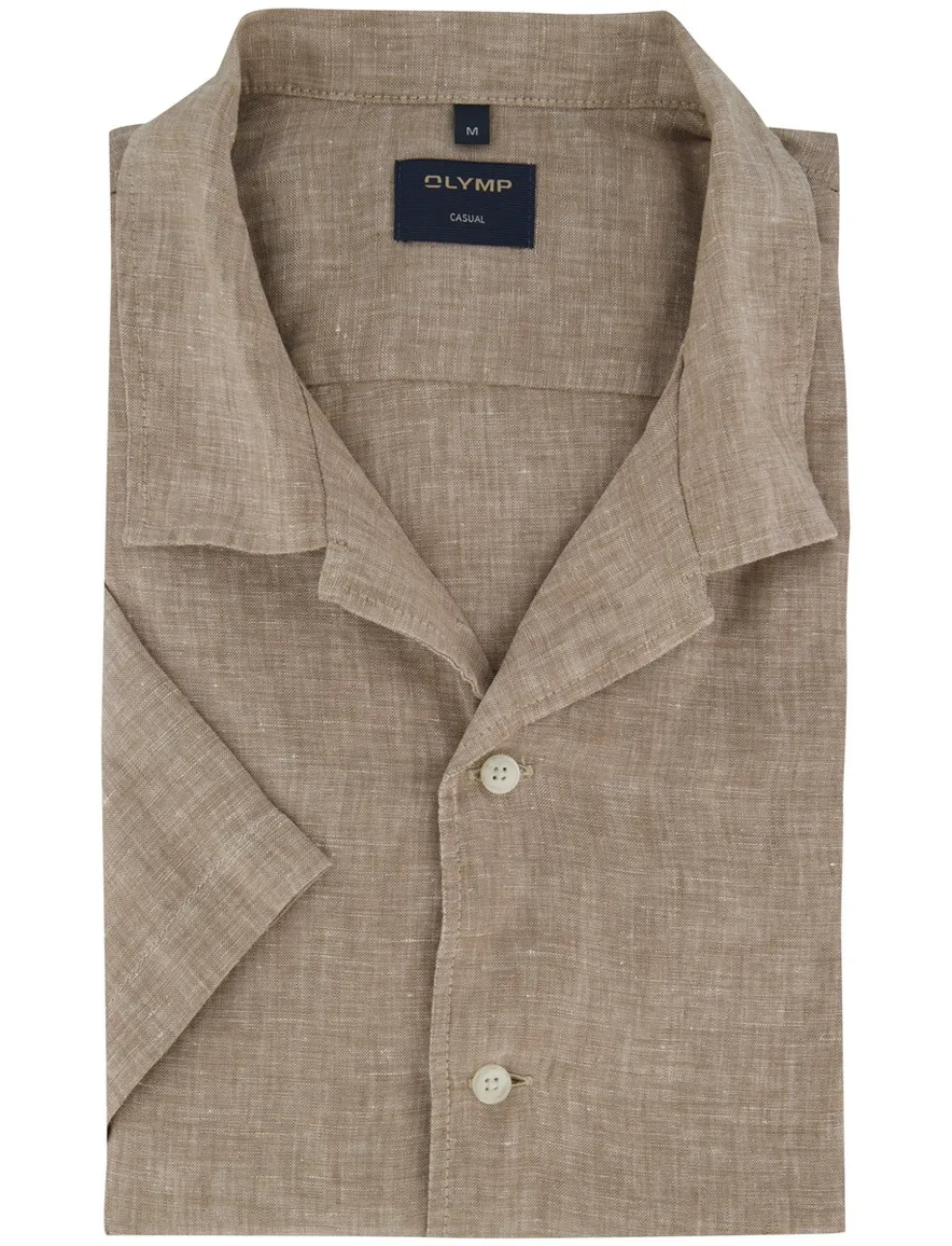 Olymp overhemd beige gemeleerd normale fit