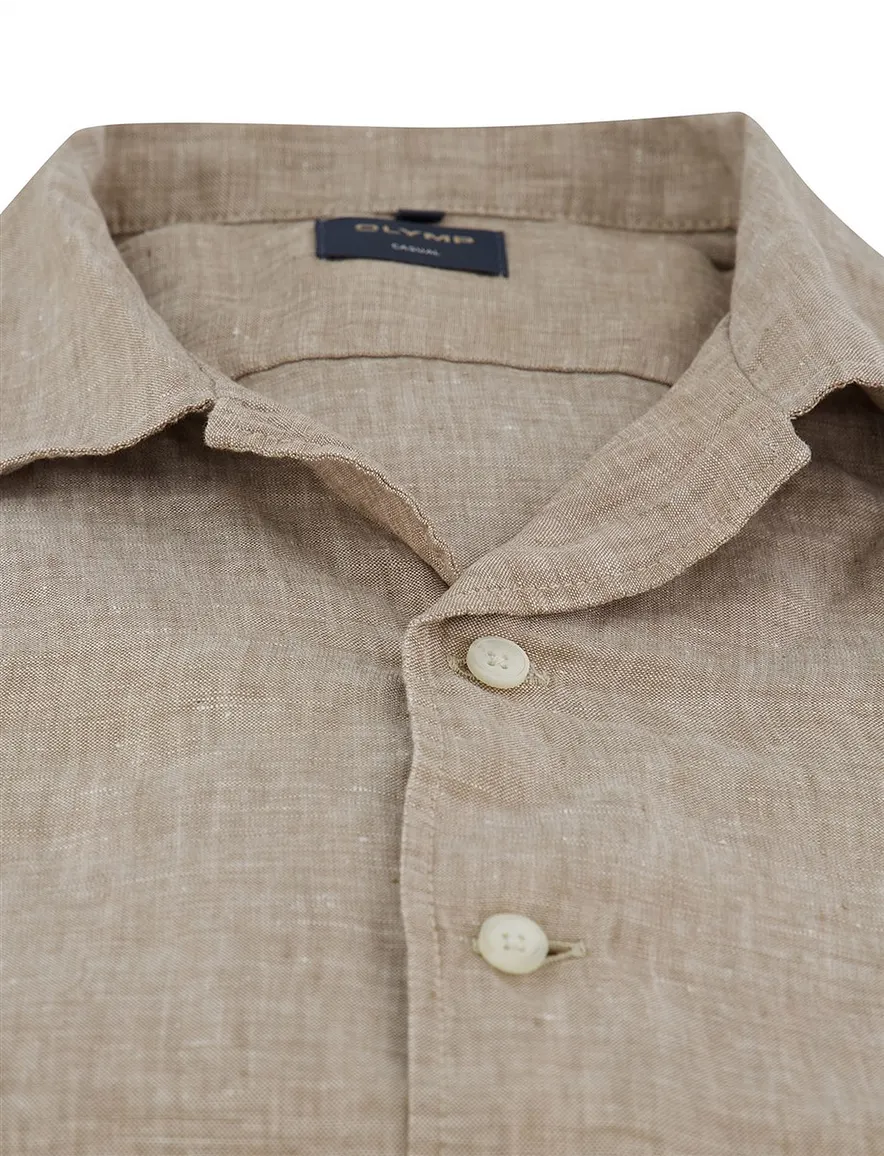 Beige gemeleerd overhemd normale fit Olymp