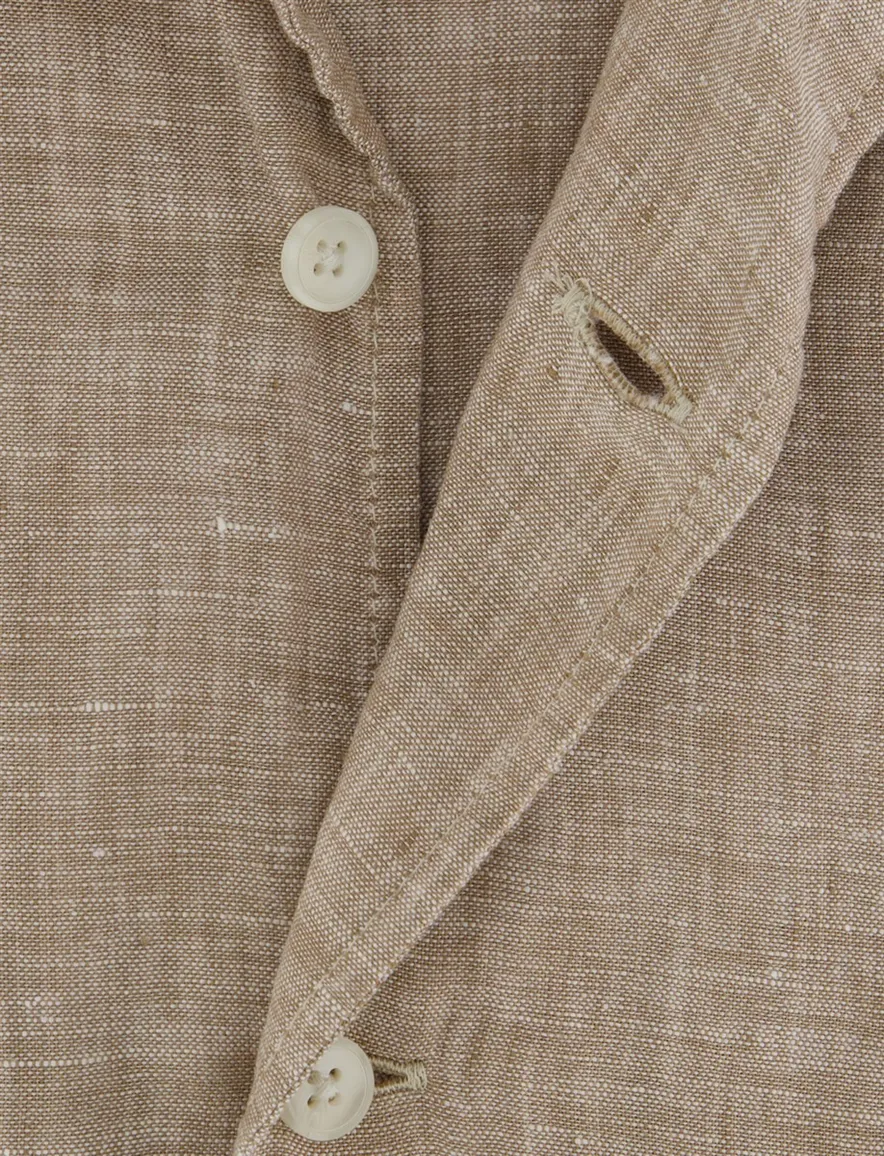 Olymp overhemd beige gemeleerd normale fit