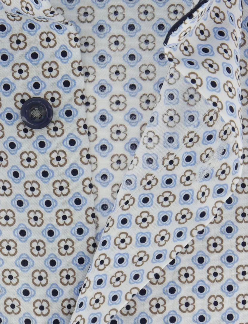 Overhemd Olymp wijde fit blauw geprint semi-wide spread